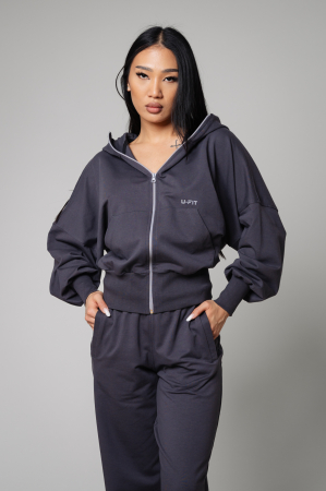 Set Volla hoodie with zipp and long pants Grey Anthracite [3]
