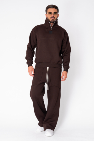 Set Winter bluza cu fermoar la guler si pantalon Balloon Brown [1]
