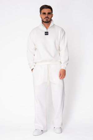Set Winter bluza cu fermoar la guler si pantalon Balloon Off White [2]