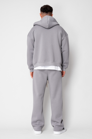 Set Winter CozyWide hanorac cu fermoar si pantalon drept Grey [3]