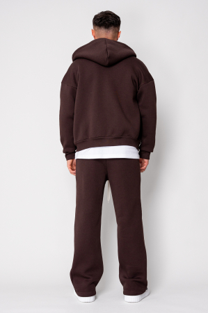 Set Winter CozyWide hanorac cu fermoar si pantalon drept Brown [3]