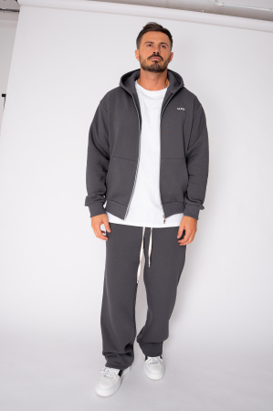 MEN - CozyWide Winter set with zipper and straight pants Grey Anthracite