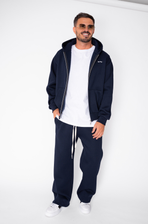 MEN - CozyWide Winter set with zipper and straight pants Navy