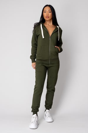 NOUTATI - Set Winter hanorac cu fermoar si pantalon Kaki