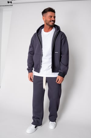 Treninguri - Set Winter hanorac cu fermoar si pantalon drept Grey Anthracite