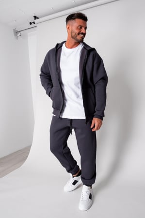 Treninguri - Set Winter hanorac cu fermoar si pantalon  Grey Anthracite