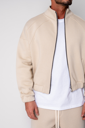 Set Winter Jacheta cu fermoar si pantalon drept Beige [4]