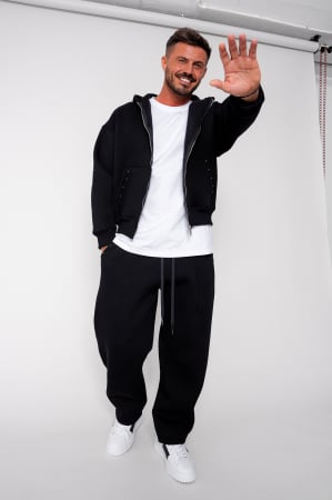 Treninguri - Set Winter hanorac cu fermoar si pantalon  Baggy Black