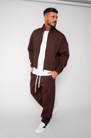 Treninguri - Set Winter Jacheta cu fermoar si pantalon drept Brown