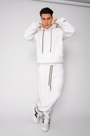 NOUTATI - Set Winter Velvet hanorac si pantalon Off White