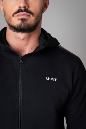Tracksuit Cotton Moon with hood Full Black [4]