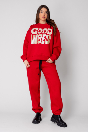 Sale Women - Set Good Vibes Blouse and Long Pants Red