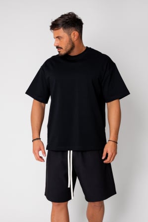 Promotii Barbati - Tricou Oversized cu capse Black