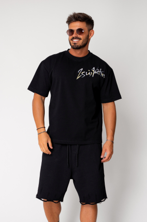 Tricouri - Tricou Back Smile Heavy Oversized Black