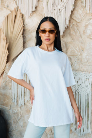 FEMEI - Tricou dama oversized din 100% Bumbac, White