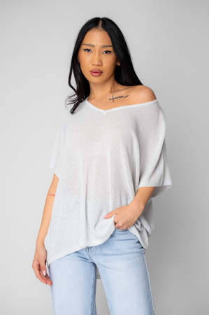 FEMEI - Tricou dama cu decolteu in V Silver