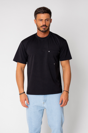 Tricou cu buzunar si capse Black [0]