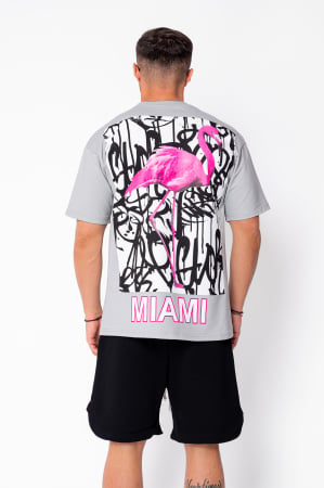 Promotii Barbati - Tricou Flamingo imprimat Grey