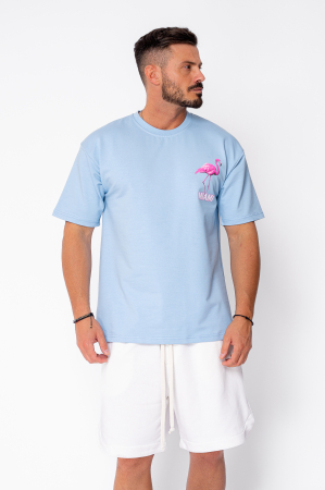 Tricou Flamingo imprimat Sky Blue [1]
