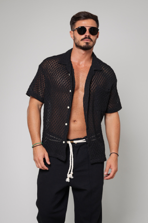 PROMOTII - Camasa cu maneca scurta tricotata Black