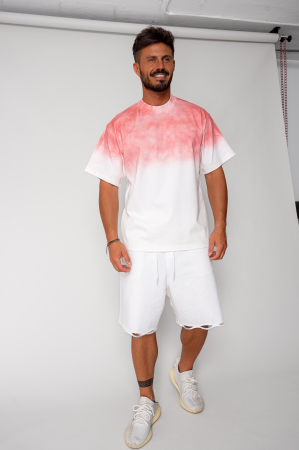 PROMOTII - Tricou Heavy Oversized White/Pink