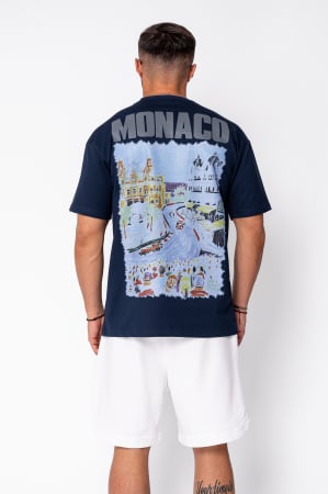 Promotii Barbati - Tricou Monaco imprimat Navy