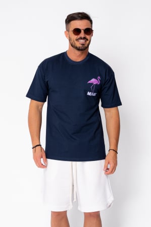 Promotii Barbati - Tricou Flamingo imprimat Navy