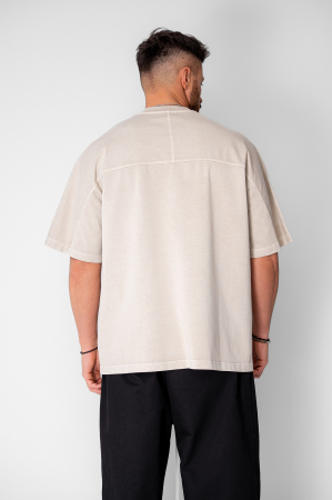 Tricou Oversize Prespalat Beige [3]