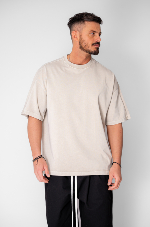 Tricou Oversize Prespalat Beige [1]