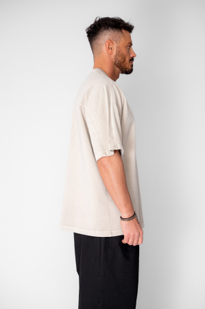 Tricou Oversize Prespalat Beige [2]