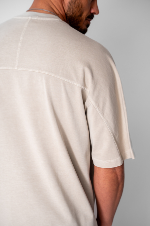 Tricou Oversize Prespalat Beige [4]
