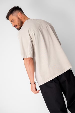BARBATI - Tricou Oversize Prespalat Beige
