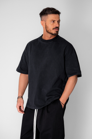 BARBATI - Tricou Oversize Prespalat Black