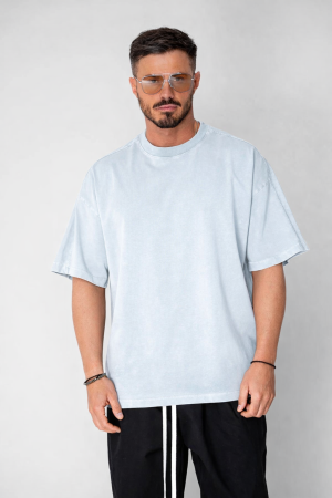 BARBATI - Tricou Oversize Prespalat Bleu