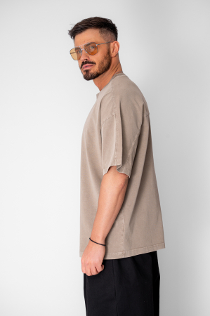 Tricou Oversize Prespalat Taupe [2]