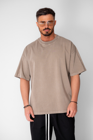 Tricou Oversize Prespalat Taupe [1]