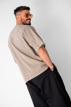 BARBATI - Tricou Oversize Prespalat Taupe