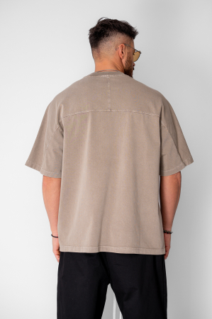 Tricou Oversize Prespalat Taupe [3]