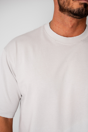 Tricou Oversized Ripped Light Grey [3]