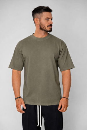 Tricouri - Tricou Oversized Ripped Dark Olive