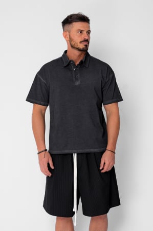 BARBATI - Tricou Polo Oversized Black