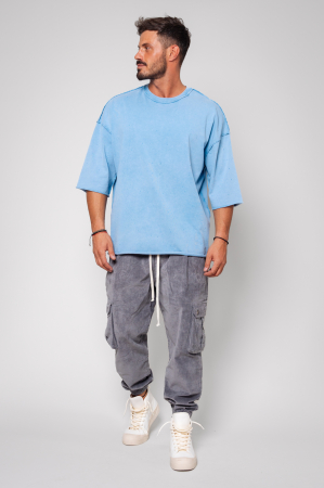 Tricou Prespalat Oversized Blue [0]