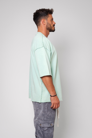 Tricou Prespalat Oversized Light Olive [2]