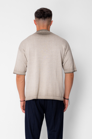 Tricou tricotat cu efect prespalat Beige [2]