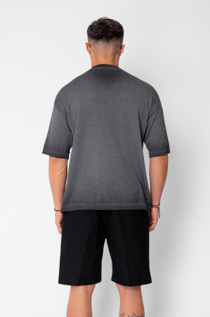 Tricou tricotat cu efect prespalat Black [2]