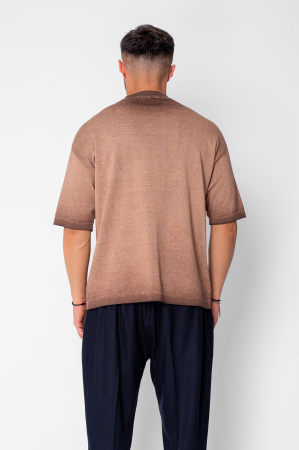 Tricou tricotat cu efect prespalat Brown [2]