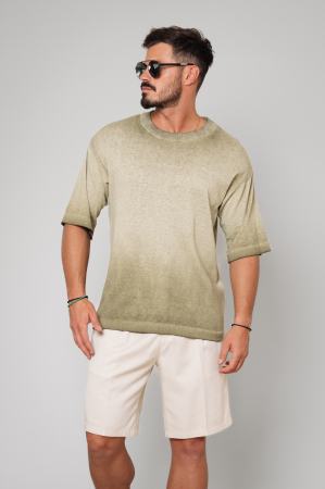 Tricou tricotat Oversized Olive [0]