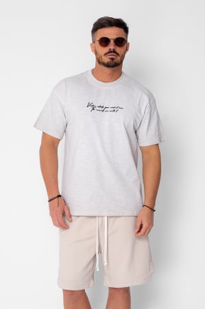 BARBATI - Tricou Venture Oversized imprimat Light Beige