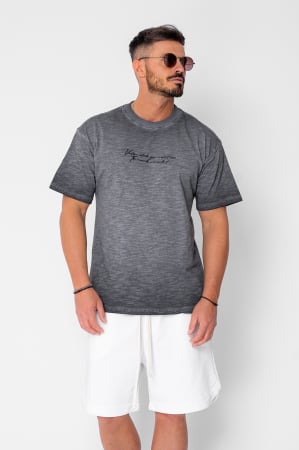 BARBATI - Tricou Venture Oversized imprimat Grey Anthracite