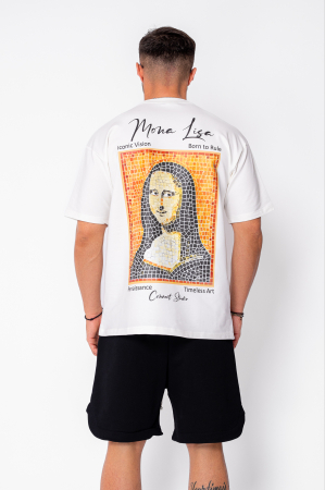 BARBATI - Tricou Mona Lisa imprimat Off White